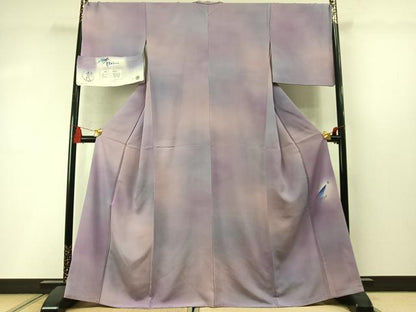 平和屋着物●染色作家　斉藤三才　小紋　霞文　暈し染め　証紙付き　正絹　逸品　AABM3877fy