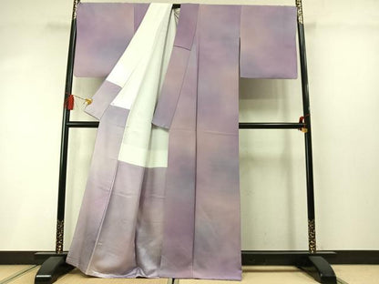 平和屋着物●染色作家　斉藤三才　小紋　霞文　暈し染め　証紙付き　正絹　逸品　AABM3877fy