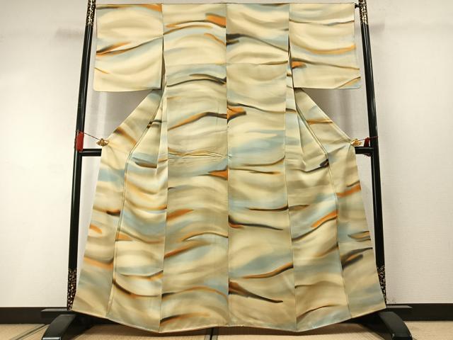 平和屋着物▼上質な小紋　霞文　暈し染め　正絹　逸品　AABM3879fy
