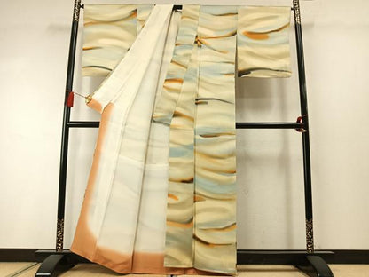 平和屋着物▼上質な小紋　霞文　暈し染め　正絹　逸品　AABM3879fy