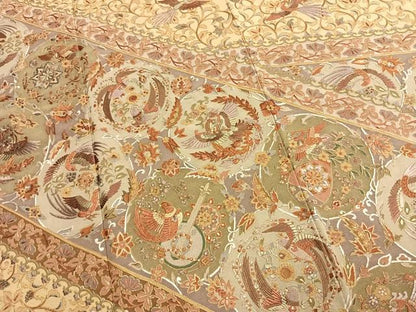 平和屋着物●訪問着　総刺繍　花鳥文　金糸　正絹　逸品　AABM3881fy