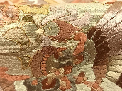 平和屋着物●訪問着　総刺繍　花鳥文　金糸　正絹　逸品　AABM3881fy