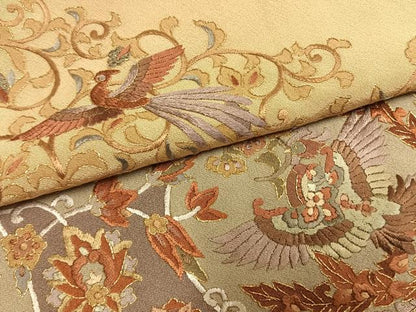 平和屋着物●訪問着　総刺繍　花鳥文　金糸　正絹　逸品　AABM3881fy