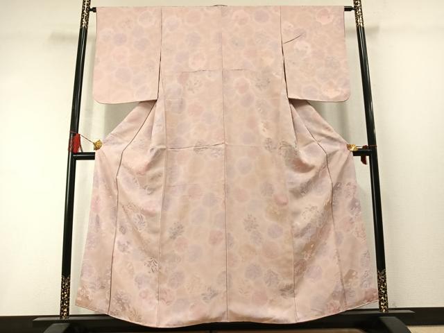 平和屋着物▼上質な小紋　地紋起こし　亀甲花文　正絹　逸品　AABM3883fy