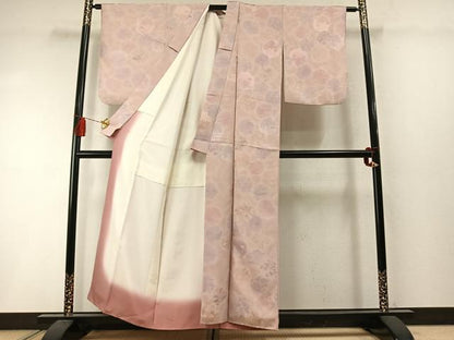 平和屋着物▼上質な小紋　地紋起こし　亀甲花文　正絹　逸品　AABM3883fy