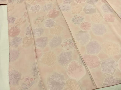 平和屋着物▼上質な小紋　地紋起こし　亀甲花文　正絹　逸品　AABM3883fy
