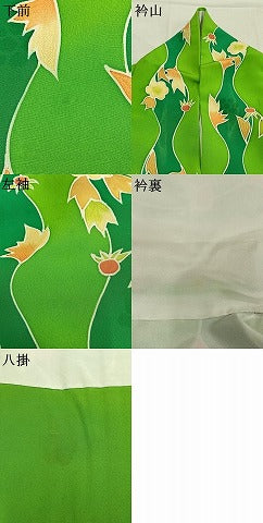 平和屋着物▼上質な小紋　地紋起こし　立涌花文　正絹　逸品　AABM3884fy