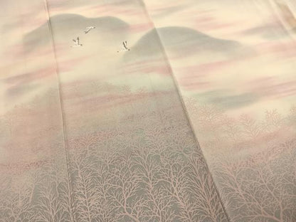 平和屋着物●訪問着　飛鳥樹林文　暈し染め　正絹　逸品　AABM3885fy
