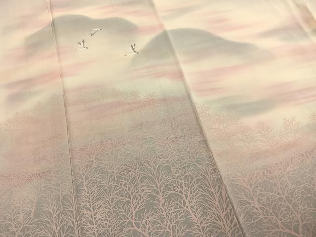 平和屋着物●訪問着　飛鳥樹林文　暈し染め　正絹　逸品　AABM3885fy
