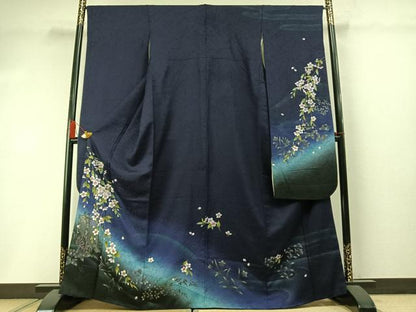 平和屋着物●豪華振袖　御所車枝桜文　暈し染め　やまと誂製　正絹　逸品　AABM3888fy