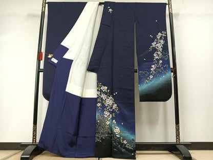 平和屋着物●豪華振袖　御所車枝桜文　暈し染め　やまと誂製　正絹　逸品　AABM3888fy