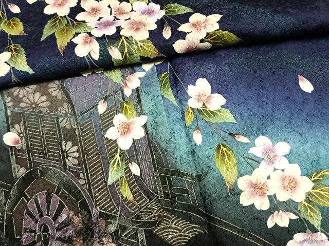 平和屋着物●豪華振袖　御所車枝桜文　暈し染め　やまと誂製　正絹　逸品　AABM3888fy