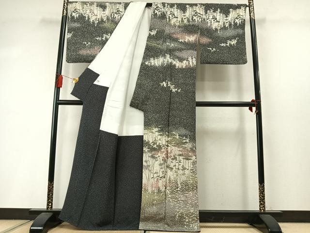 平和屋着物●訪問着　樹林文　暈し染め　たたき染め　正絹　逸品　AABM3892fy