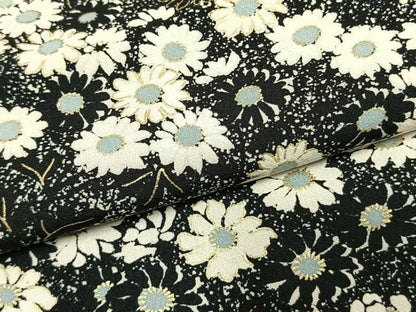 平和屋着物●訪問着　作家物　草花文　たたき染め　黒地　金彩　正絹　逸品　AABM3897fy