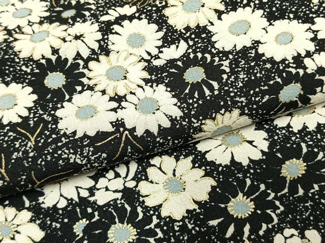 平和屋着物●訪問着　作家物　草花文　たたき染め　黒地　金彩　正絹　逸品　AABM3897fy