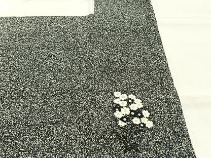 平和屋着物●訪問着　作家物　草花文　たたき染め　黒地　金彩　正絹　逸品　AABM3897fy