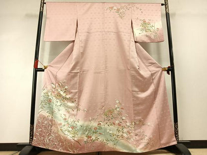 平和屋着物●訪問着　貝桶花文　暈し染め　金彩　正絹　逸品　AABM3899fy