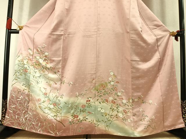 平和屋着物●訪問着　貝桶花文　暈し染め　金彩　正絹　逸品　AABM3899fy