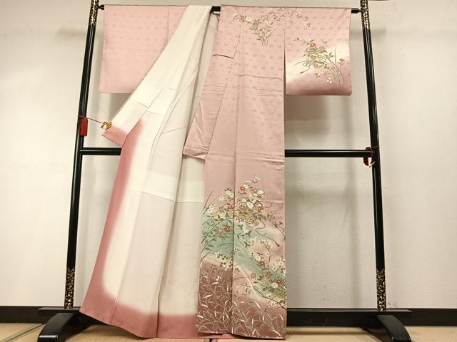 平和屋着物●訪問着　貝桶花文　暈し染め　金彩　正絹　逸品　AABM3899fy