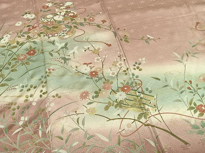 平和屋着物●訪問着　貝桶花文　暈し染め　金彩　正絹　逸品　AABM3899fy