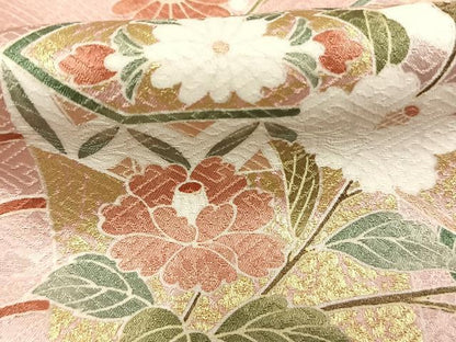平和屋着物●訪問着　貝桶花文　暈し染め　金彩　正絹　逸品　AABM3899fy