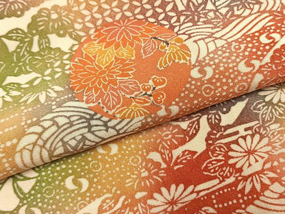 平和屋着物●上質な小紋　型染め　松竹梅　花丸文　小田急百貨店扱い　正絹　逸品　AABM3902fy