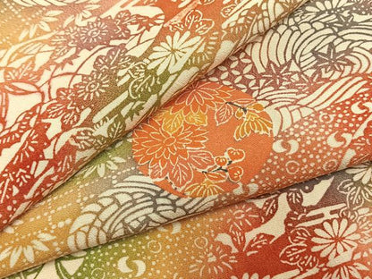 平和屋着物●上質な小紋　型染め　松竹梅　花丸文　小田急百貨店扱い　正絹　逸品　AABM3902fy