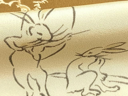 平和屋着物●長襦袢　無双仕立て　鳥獣戯画　やまと金ラベル　正絹　逸品　AABM3912fy