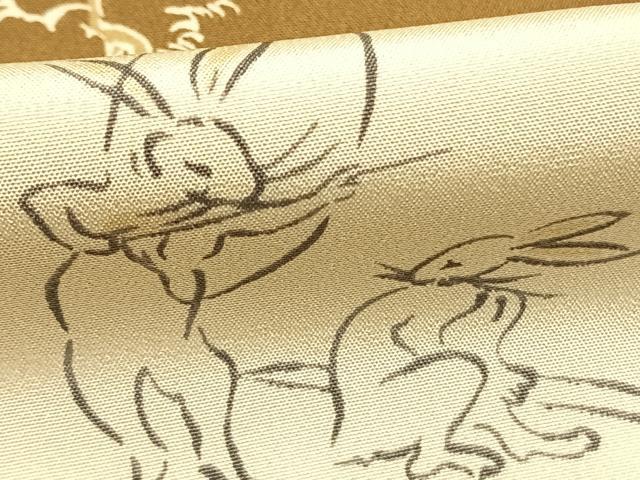 平和屋着物●長襦袢　無双仕立て　鳥獣戯画　やまと金ラベル　正絹　逸品　AABM3912fy
