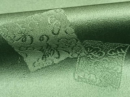 平和屋着物●上質な色無地　糸巻　色紙重ね地紋　老竹色　正絹　逸品　AABM3915fy