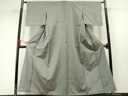 平和屋着物●上質な紬　よろけ縞　正絹　逸品　AABM3916fy