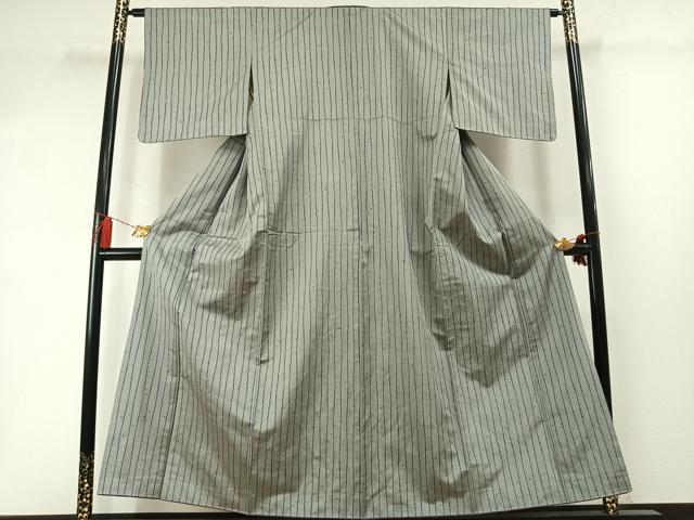 平和屋着物●上質な紬　よろけ縞　正絹　逸品　AABM3916fy