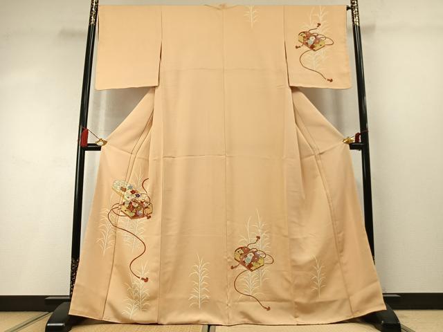 平和屋着物●創業460年・千總　訪問着　駒刺繍　文箱花文　金彩　正絹　逸品　未使用　AABM3920fy