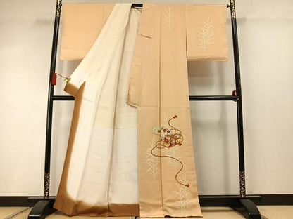 平和屋着物●創業460年・千總　訪問着　駒刺繍　文箱花文　金彩　正絹　逸品　未使用　AABM3920fy