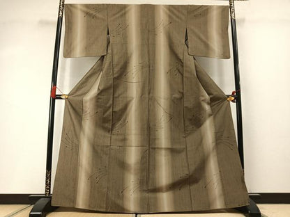 平和屋着物●上質な紬　幾何学文様　正絹　逸品　AABM3924fy