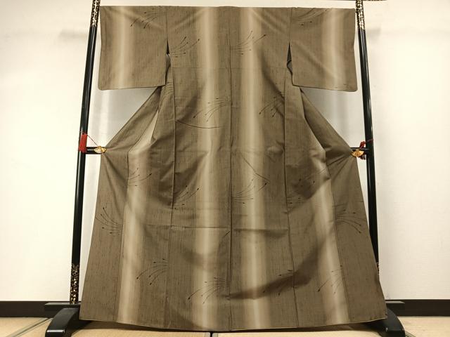 平和屋着物●上質な紬　幾何学文様　正絹　逸品　AABM3924fy