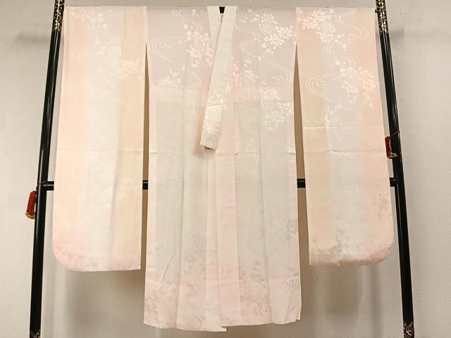 平和屋着物●振袖用長襦袢　無双仕立て　枝梅花地紋　暈し染め　正絹　逸品　AABM3927fy