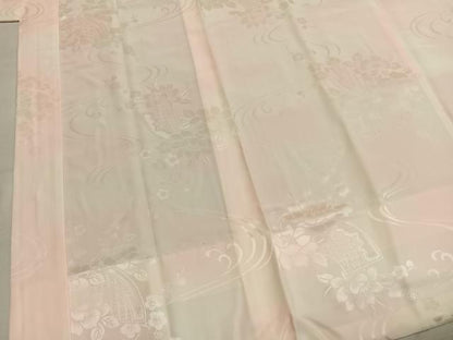 平和屋着物●振袖用長襦袢　無双仕立て　枝梅花地紋　暈し染め　正絹　逸品　AABM3927fy