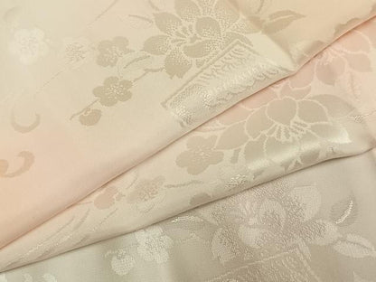 平和屋着物●振袖用長襦袢　無双仕立て　枝梅花地紋　暈し染め　正絹　逸品　AABM3927fy
