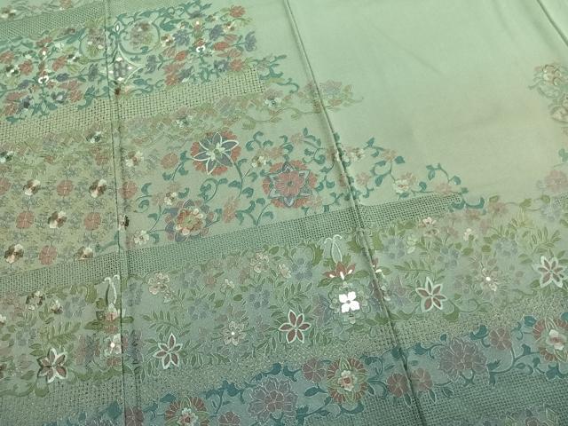 平和屋着物●中国三大刺繍　スワトウ刺繍　汕頭刺繍　総刺繍　訪問着　花唐草文　暈し染め　金糸　正絹　逸品　AABM3929fy