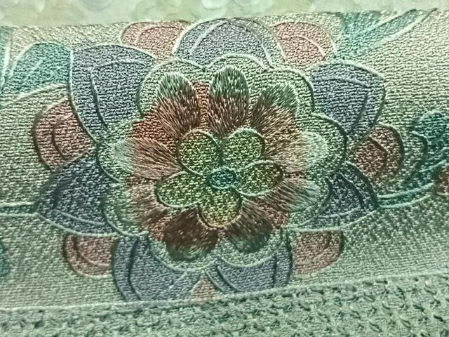 平和屋着物●中国三大刺繍　スワトウ刺繍　汕頭刺繍　総刺繍　訪問着　花唐草文　暈し染め　金糸　正絹　逸品　AABM3929fy