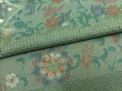 平和屋着物●中国三大刺繍　スワトウ刺繍　汕頭刺繍　総刺繍　訪問着　花唐草文　暈し染め　金糸　正絹　逸品　AABM3929fy