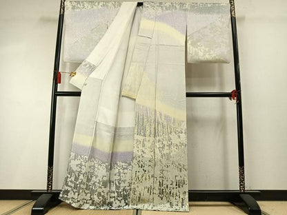 平和屋着物●訪問着　作家物　草花文　シルエット　暈し染め　鈴乃屋扱い　正絹　逸品　AABM3930fy