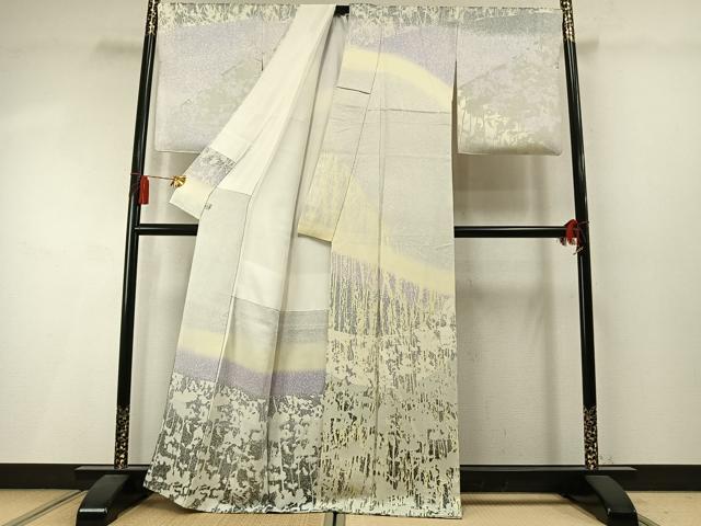 平和屋着物●訪問着　作家物　草花文　シルエット　暈し染め　鈴乃屋扱い　正絹　逸品　AABM3930fy