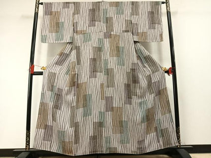 平和屋着物●上質な小紋　色紙重ね文　正絹　逸品　未使用　AABM3931fy