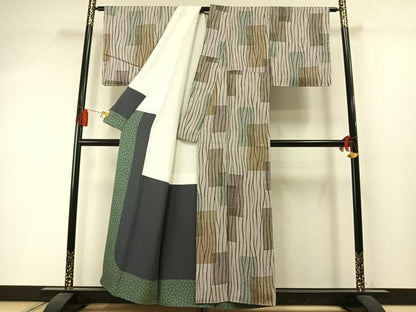 平和屋着物●上質な小紋　色紙重ね文　正絹　逸品　未使用　AABM3931fy