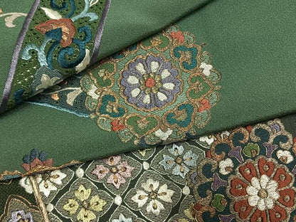 平和屋着物●中国三大刺繍　スワトウ刺繍　汕頭刺繍　総刺繍　訪問着　吉祥花文　暈し染め　金糸　正絹　逸品　AABM3937fy
