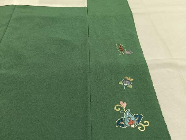 平和屋着物●中国三大刺繍　スワトウ刺繍　汕頭刺繍　総刺繍　訪問着　吉祥花文　暈し染め　金糸　正絹　逸品　AABM3937fy