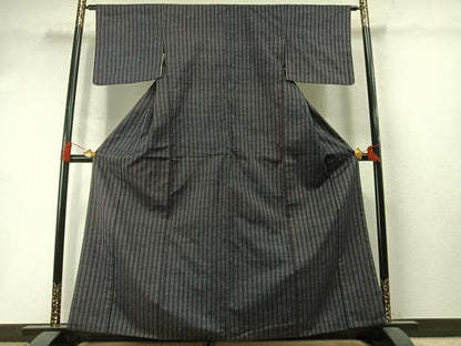 平和屋着物●上質な紬　縞　正絹　逸品　AABM3941fy