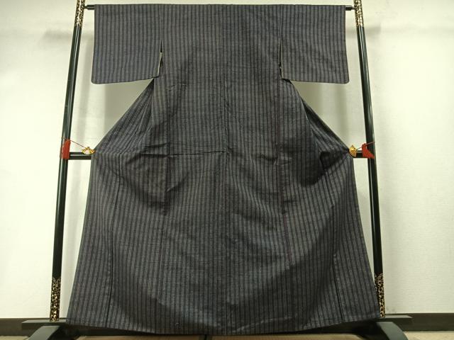 平和屋着物●上質な紬　縞　正絹　逸品　AABM3941fy